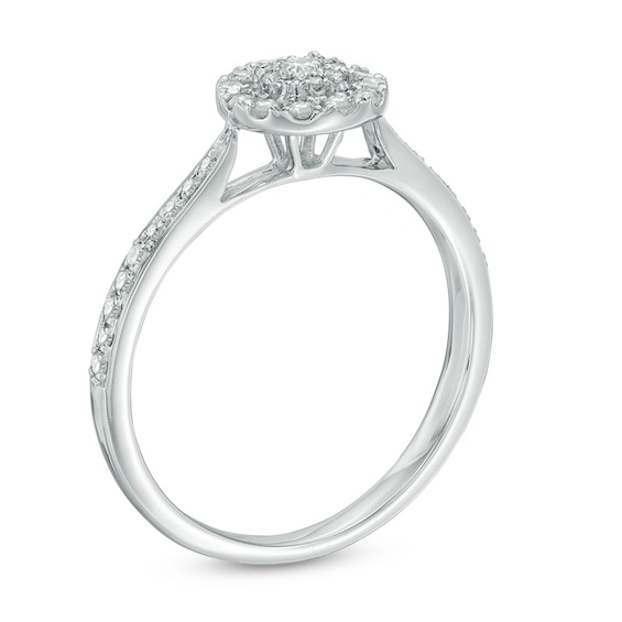 Previously Owned - 1/3 CT. T.w. Composite Diamond Double Frame Engagement Ring in 10K White Gold