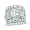 Thumbnail Image 1 of Previously Owned - 6 CT. T.W. Composite Diamond Frame Collared Three Piece Bridal Set in 14K White Gold