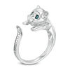 Thumbnail Image 1 of Previously Owned - Enhanced Blue and White Diamond Accent Cat Open Ring in Sterling Silver