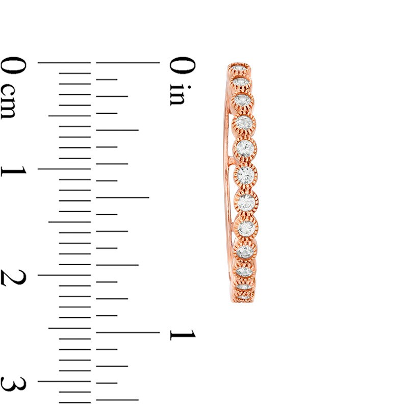 Main Image 2 of Previously Owned - Lab-Created White Sapphire Vintage-Style Hoop Earrings in Sterling Silver with 18K Rose Gold Plate