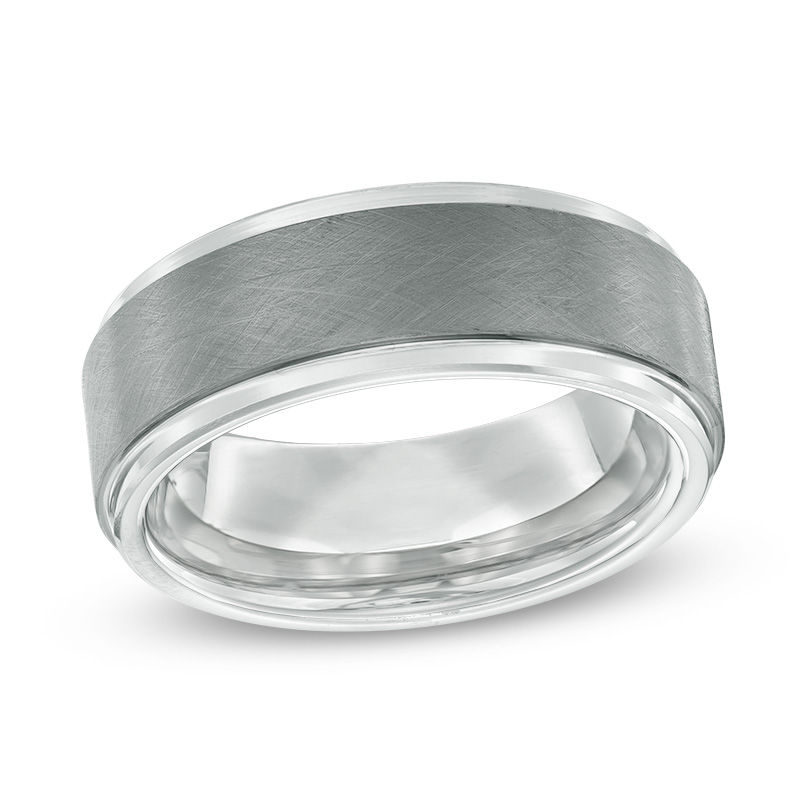 Main Image 1 of Previously Owned - 8.0mm Grey IP and Satin Edge Wedding Band in Tantalum