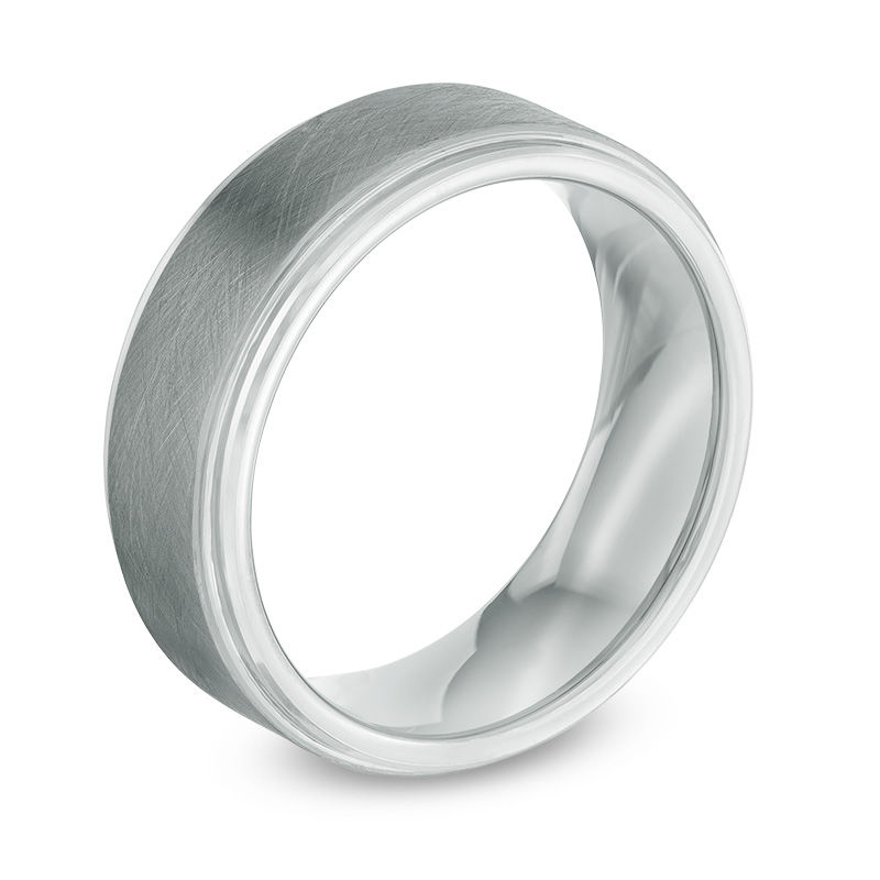 Main Image 2 of Previously Owned - 8.0mm Grey IP and Satin Edge Wedding Band in Tantalum