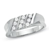 Thumbnail Image 1 of Previously Owned - 3/8 CT. T.W. Diamond Three Row Diagonal Ring in 10K White Gold