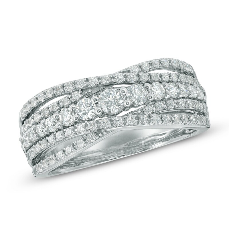 Main Image 1 of Previously Owned - 1/2 CT. T.W. Diamond Layered Anniversary Band in 10K White Gold