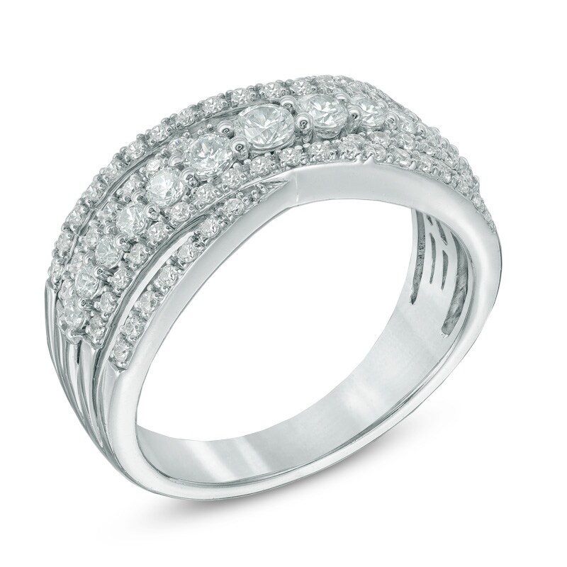 Main Image 2 of Previously Owned - 1/2 CT. T.W. Diamond Layered Anniversary Band in 10K White Gold