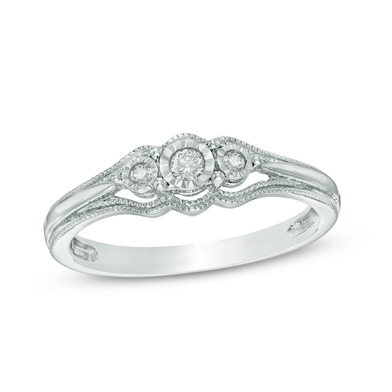 Previously Owned - Cherished Promiseâ¢ 1/20 CT. T.w. Diamond Three Stone Promise Ring in Sterling Silver
