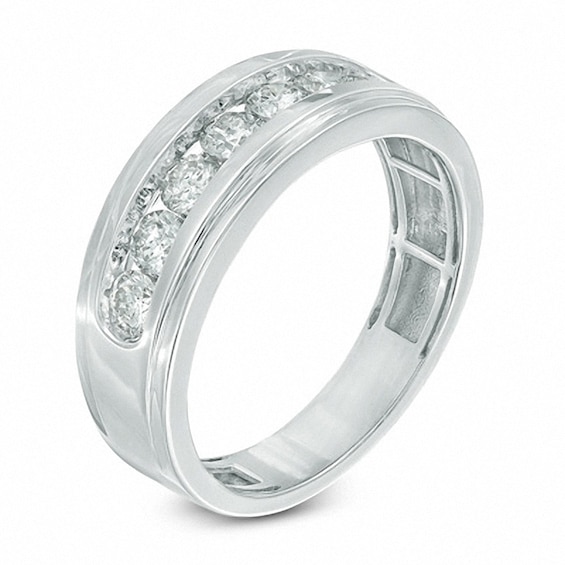 Previously Owned - 3/4 CT. T.w. Diamond Seven Stone Step Edge Anniversary Band in 10K White Gold
