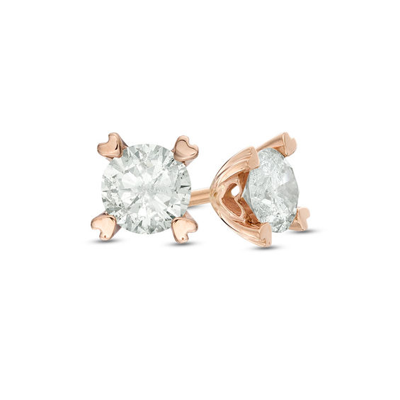 Previously Owned - 3/8 CT. T.w. Diamond Solitaire Heart-Shaped Prongs Stud Earrings in 14K Rose Gold