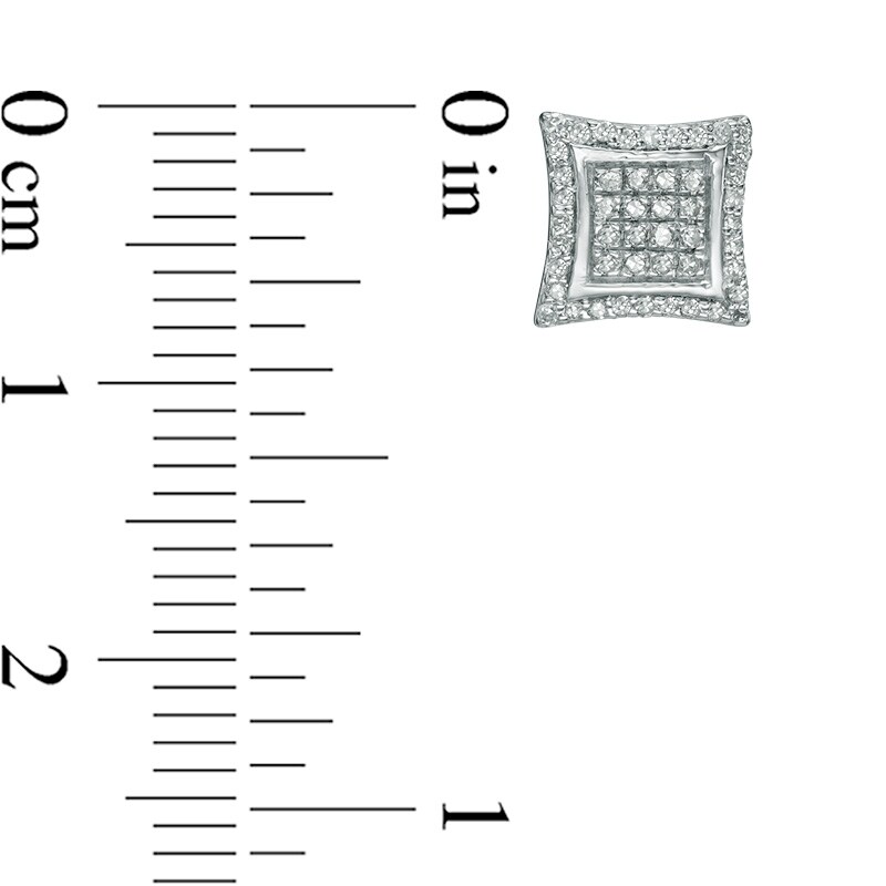 Main Image 2 of Previously Owned - 1/4 CT. T.W. Composite Diamond Concave Square Frame Stud Earrings in Sterling Silver
