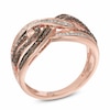 Thumbnail Image 2 of Previously Owned - 1/2 CT. T.W. Cognac and White Diamond Layered Infinity Ring in 10K Rose Gold