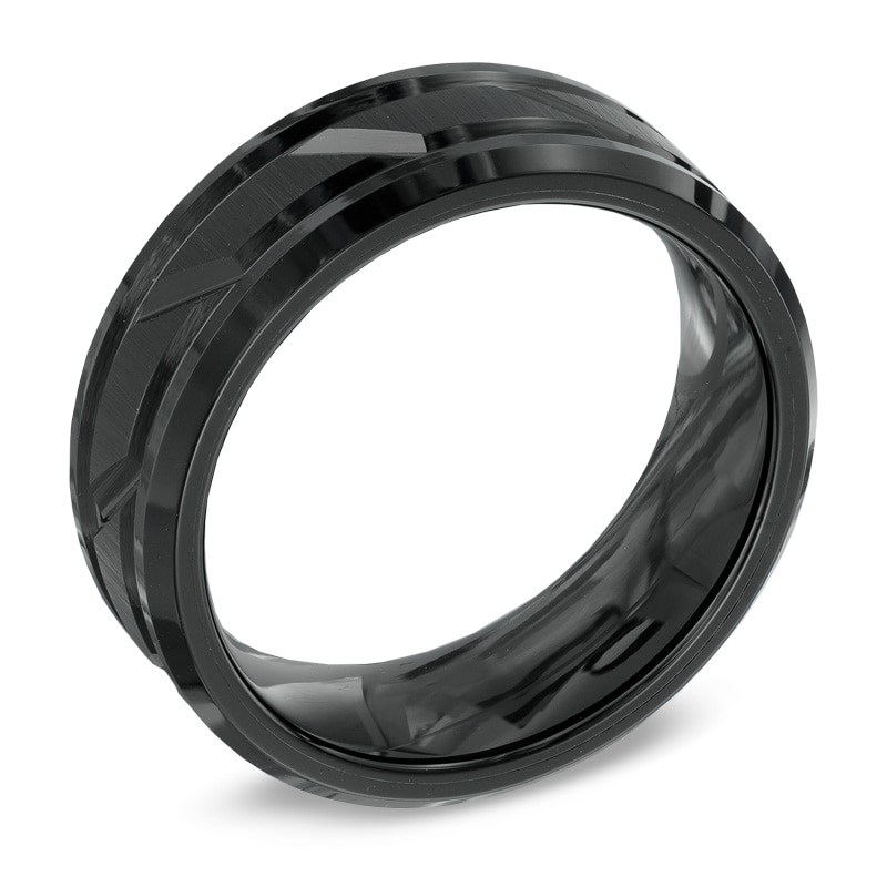 Main Image 2 of Previously Owned - 8.0mm Comfort-Fit Barber Pole Wedding Band in Black Tungsten