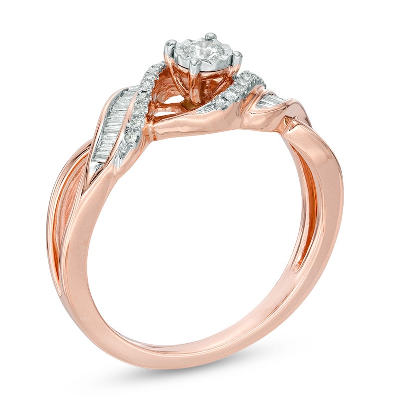 Main Image 2 of Previously Owned - 1/4 CT. T.W. Diamond Twist Ring in 10K Rose Gold