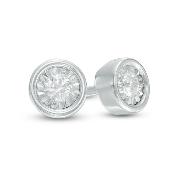 Previously Owned - 1/10 CT. T.w. Diamond Solitaire Stud Earrings in 10K White Gold