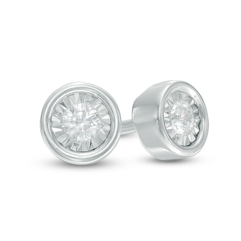 Main Image 1 of Previously Owned - 1/10 CT. T.W. Diamond Solitaire Stud Earrings in 10K White Gold