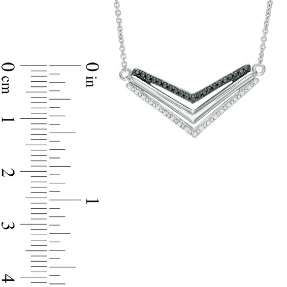 Previously Owned - 1/6 CT. T.w. Enhanced Black and White Diamond Chevron Necklace, Ring and Earring Set