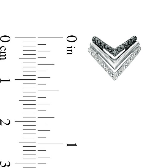Previously Owned - 1/6 CT. T.w. Enhanced Black and White Diamond Chevron Necklace, Ring and Earring Set