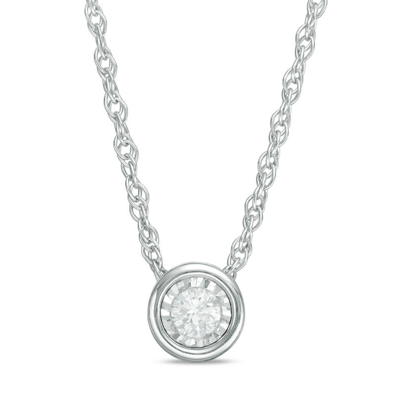 Main Image 1 of Previously Owned - 1/10 CT. Diamond Solitaire Pendant in 10K White Gold