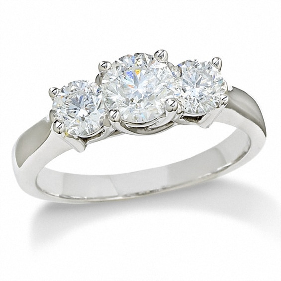 Previously Owned - 1-1/2 CT. T.w. Diamond Three Stone Ring in 14K White Gold