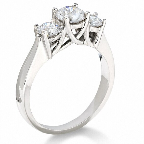 Previously Owned - 1-1/2 CT. T.w. Diamond Three Stone Ring in 14K White Gold