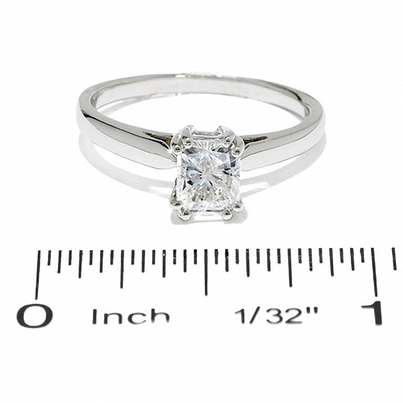Main Image 3 of Previously Owned - 3/4 CT. Radiant-Cut Diamond Solitaire Engagement Ring in 14K White Gold