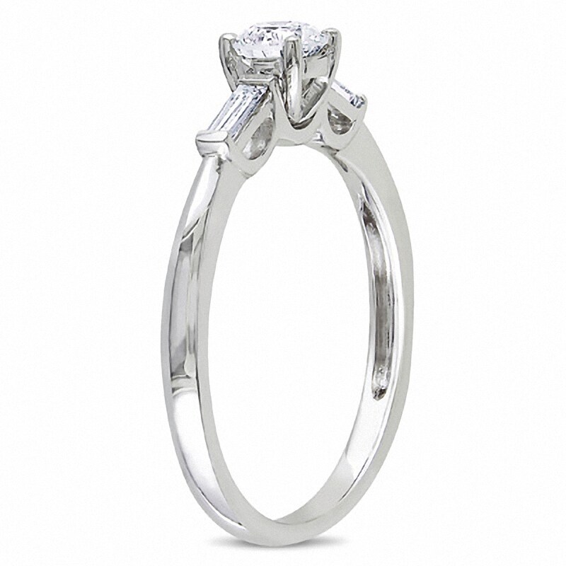Main Image 2 of Previously Owned - 1/2 CT. T.W. Diamond Three Stone Engagement Ring in 14K White Gold