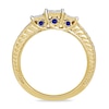 Thumbnail Image 3 of Previously Owned - 1/2 CT. T.W. Enhanced Blue and White Quad Princess-Cut Diamond Three Stone Ring in 10K Gold