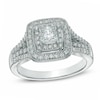 Thumbnail Image 1 of Previously Owned - 1-1/5 CT. T.W. Princess-Cut Diamond Double Frame Bridal Set in 14K White Gold