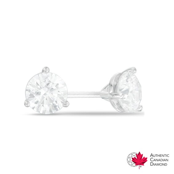 Previously Owned - 1 CT. T.w. Diamond Solitaire Earrings in 14K White Gold (I/I2)