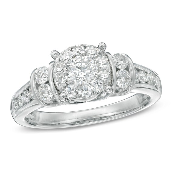 Previously Owned - 1 CT. T.w. Diamond Collar Engagement Ring in 14K White Gold