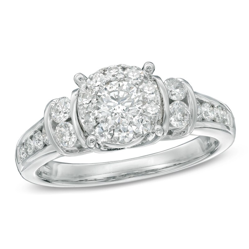 Main Image 1 of Previously Owned - 1 CT. T.W. Diamond Collar Engagement Ring in 14K White Gold