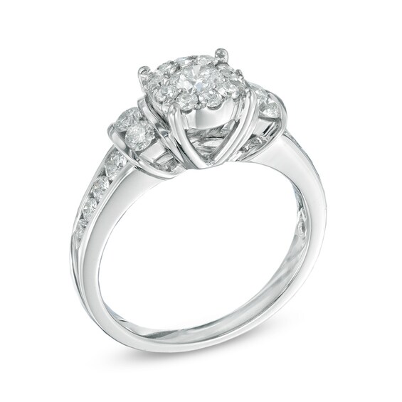 Previously Owned - 1 CT. T.w. Diamond Collar Engagement Ring in 14K White Gold
