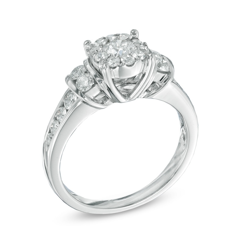Main Image 2 of Previously Owned - 1 CT. T.W. Diamond Collar Engagement Ring in 14K White Gold