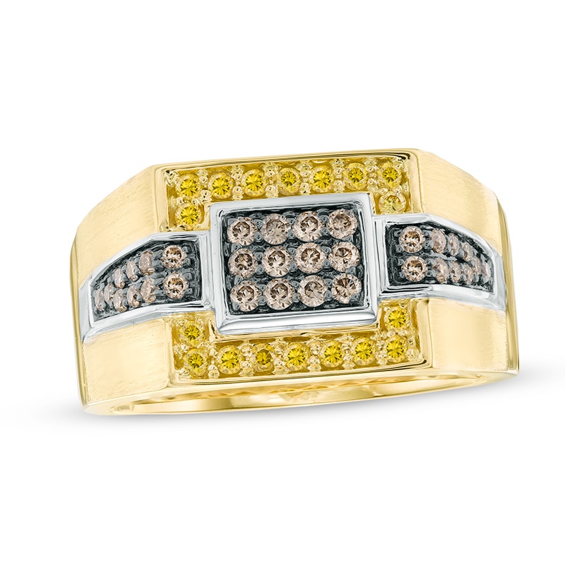 Main Image 1 of Previously Owned - 5/8 CT. T.W. Enhanced Yellow and Champagne Square Composite Diamond Ring in 10K Gold