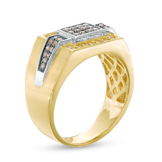 Previously Owned - 5/8 CT. T.w. Enhanced Yellow and Champagne Square Composite Diamond Ring in 10K Gold