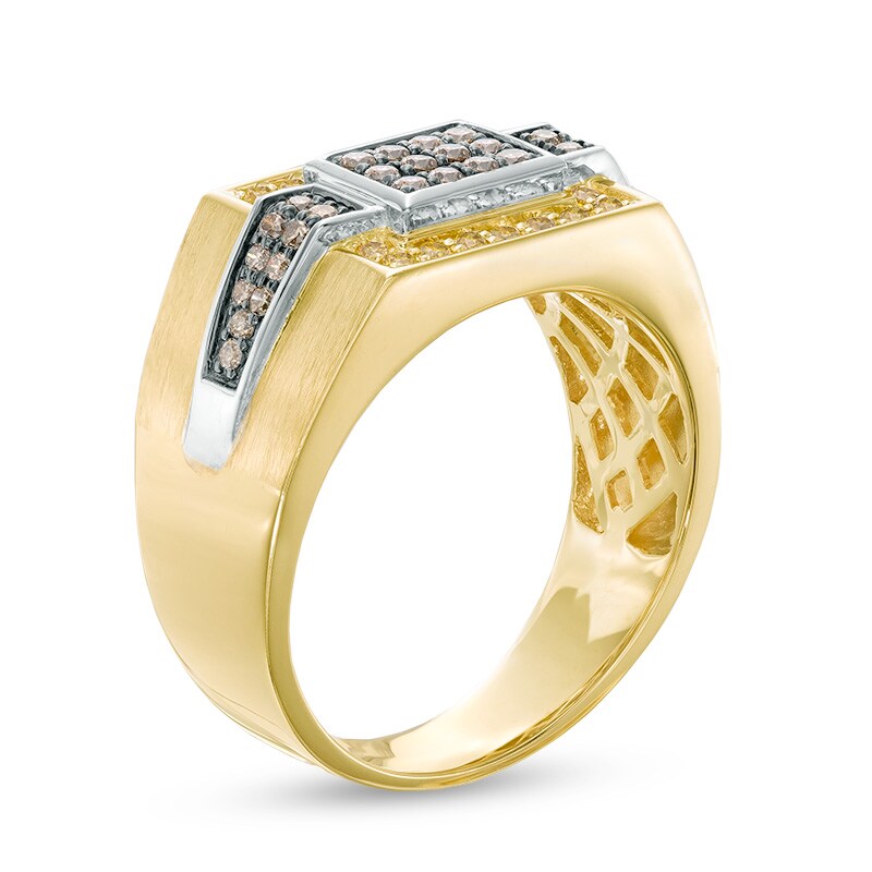 Main Image 2 of Previously Owned - 5/8 CT. T.W. Enhanced Yellow and Champagne Square Composite Diamond Ring in 10K Gold