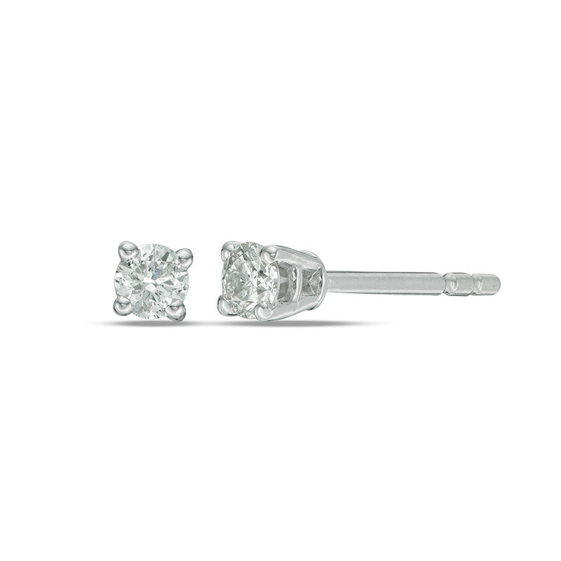 Main Image 1 of Previously Owned - 1/10 CT. T.W. Diamond Solitaire Stud Earrings in 14K White Gold