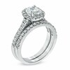 Thumbnail Image 2 of Previously Owned - 1-3/8 CT. T.W. Cushion-Cut Diamond Frame Bridal Set in Platinum (H/SI2)