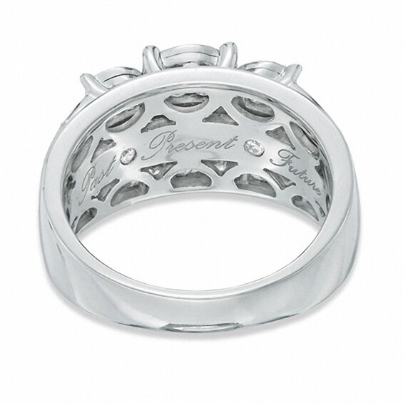 Previously Owned - 2 CT. T.w. Diamond Past Present FutureÂ® Channel Triple Row Ring in 14K White Gold