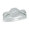 Thumbnail Image 1 of Previously Owned - 1/3 CT. T.W. Diamond Cushion Frame Twisted Shank Bridal Set in 10K White Gold
