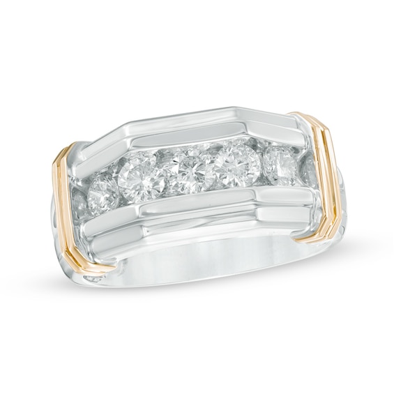 Previously Owned - 1 CT. T.w. Diamond Five Stone Comfort Fit Anniversary Band in 10K Two-Tone Gold