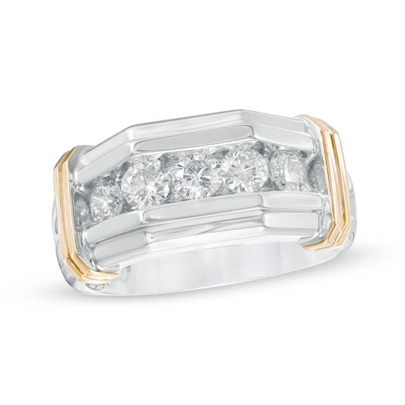 Main Image 1 of Previously Owned - 1 CT. T.W. Diamond Five Stone Comfort Fit Anniversary Band in 10K Two-Tone Gold