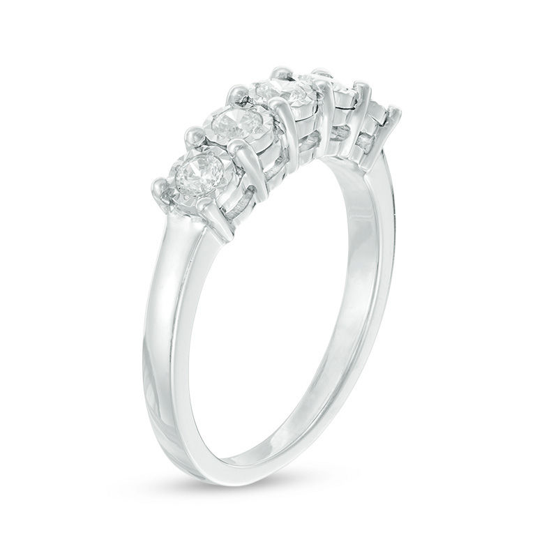 Main Image 2 of Previously Owned - 1/3 CT. T.W. Diamond Five Stone Anniversary Band in 10K White Gold