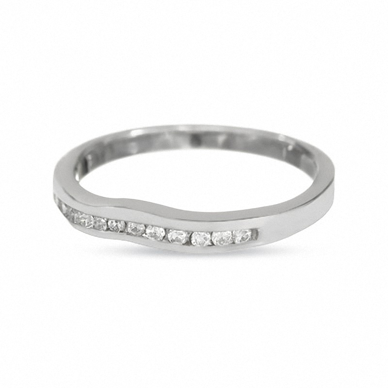 Main Image 3 of Previously Owned - 14K White Gold Contour Band with Diamond Accents