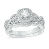 Thumbnail Image 1 of Previously Owned - 3/4 CT. T.W. Diamond Square Frame Vintage-Style Bridal Set in 10K White Gold