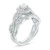 Thumbnail Image 2 of Previously Owned - 3/4 CT. T.W. Diamond Square Frame Vintage-Style Bridal Set in 10K White Gold