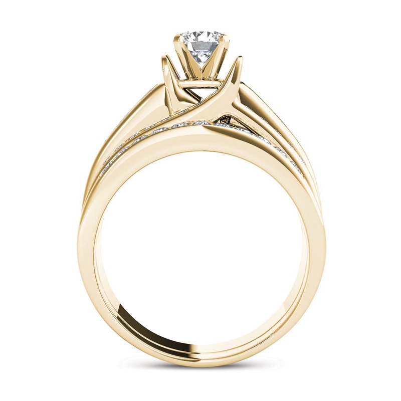 Previously Owned - 1-1/4  CT. T.W. Diamond Multi-Row Bridal Set in 14K Gold