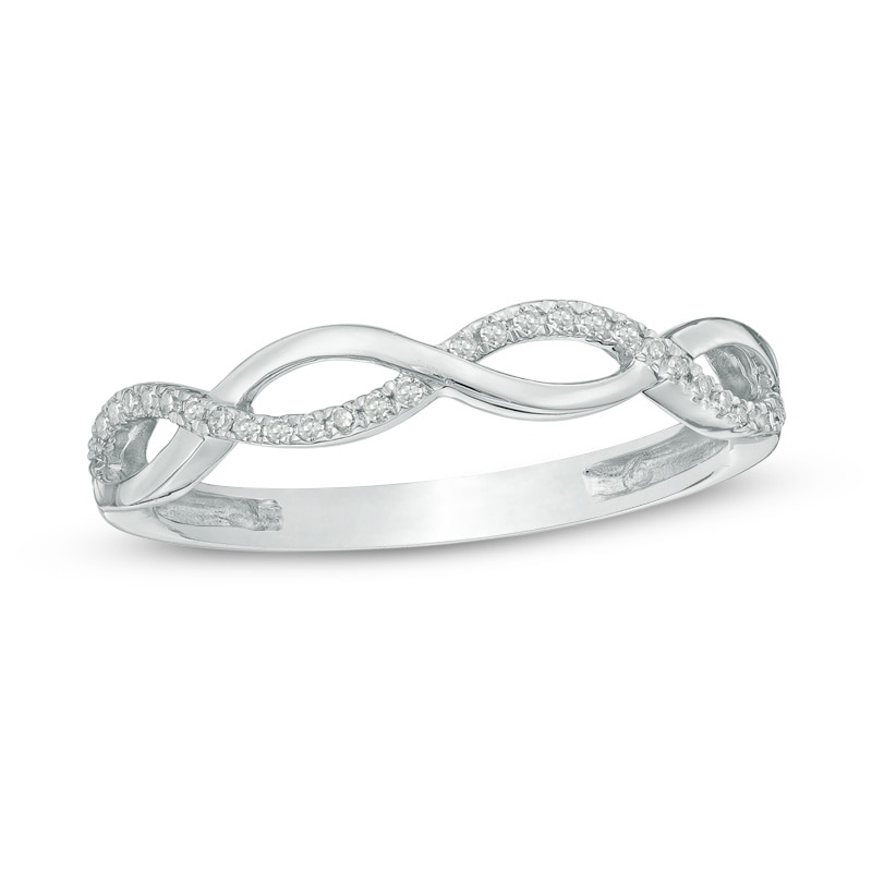 Main Image 1 of Previously Owned - 1/10 CT. T.W. Diamond Loose Braid Anniversary Band in 10K White Gold