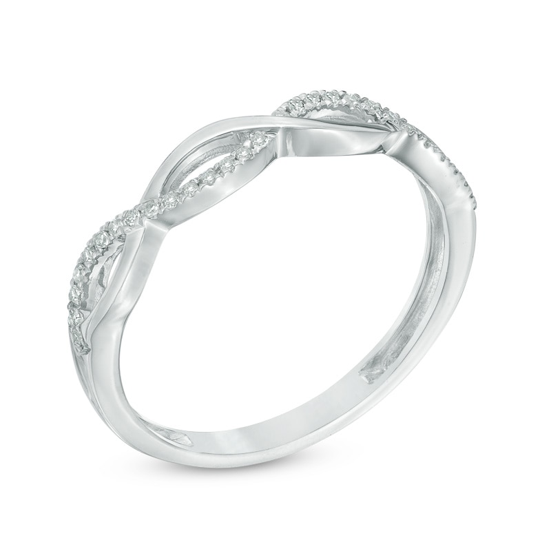 Main Image 2 of Previously Owned - 1/10 CT. T.W. Diamond Loose Braid Anniversary Band in 10K White Gold