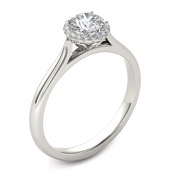 Previously Owned - 1/2 CT. T.w. Diamond Frame Engagement Ring in 14K White Gold