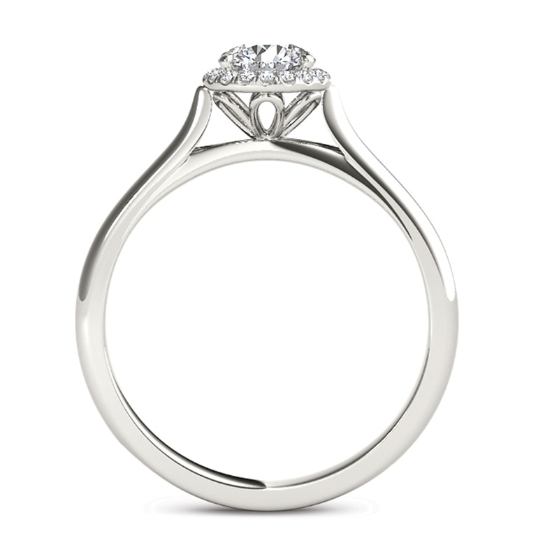 Main Image 3 of Previously Owned - 1/2 CT. T.W. Diamond Frame Engagement Ring in 14K White Gold